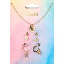 4 Pc Earring & Necklace Set - Gold