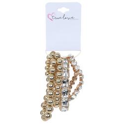 5 Pk Gold Crystal Bracelets