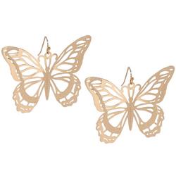 Large Gold Butterfly Drop Earrings