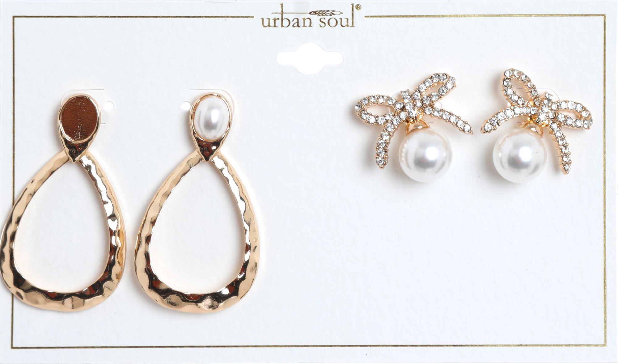 2 Pk Assorted Pearl Embellished Earrings