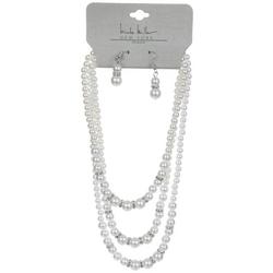 2 Pc Pearl Necklace & Earrings Set