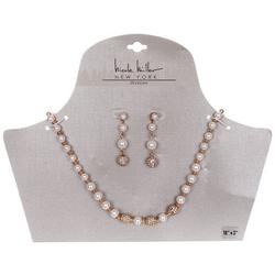 2 Pc Pearl Necklace and Earrings Set
