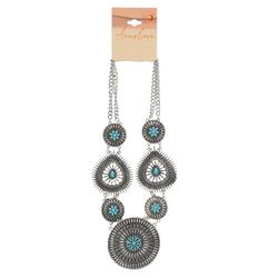 Multi-Pendant Necklace - Silver/Blue