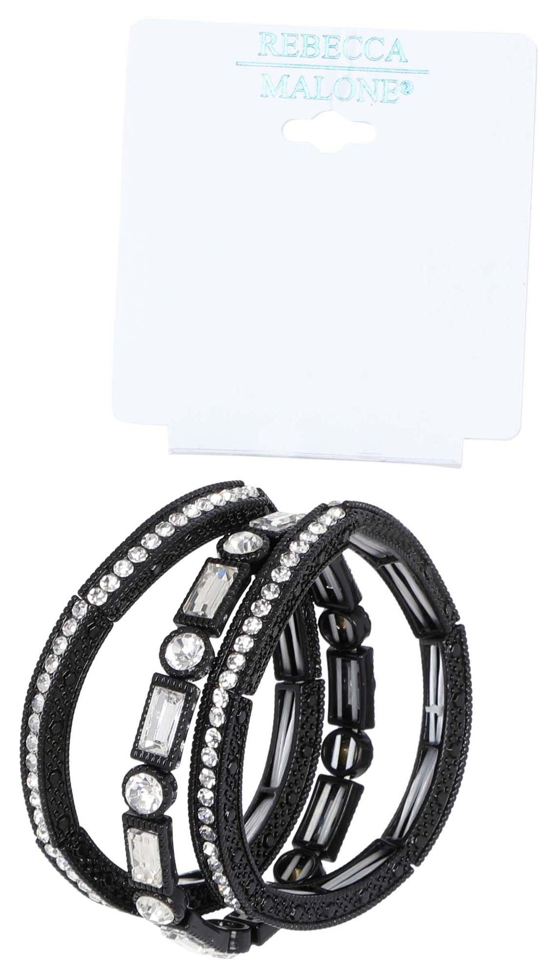 3 Pk Embellished Metal Bracelet Set