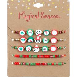 5 Pc Beaded Christmas Bracelets - Multi