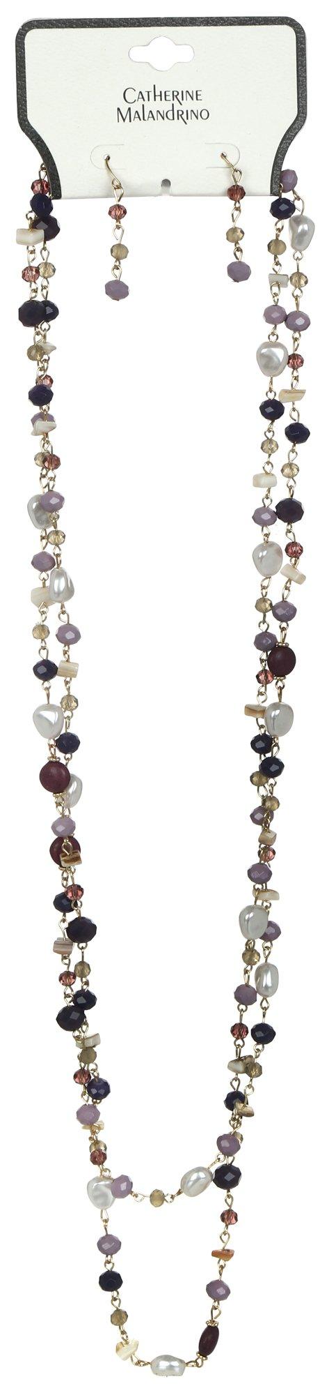 2 Pc Drop Earrings & Necklace Set