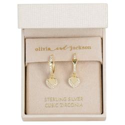 Sterling Silver and Cubic Zirconia Leverback Earrings