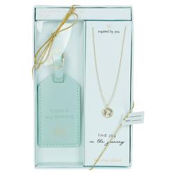 2 Pc Luggage Tag & Necklace Set - Blue