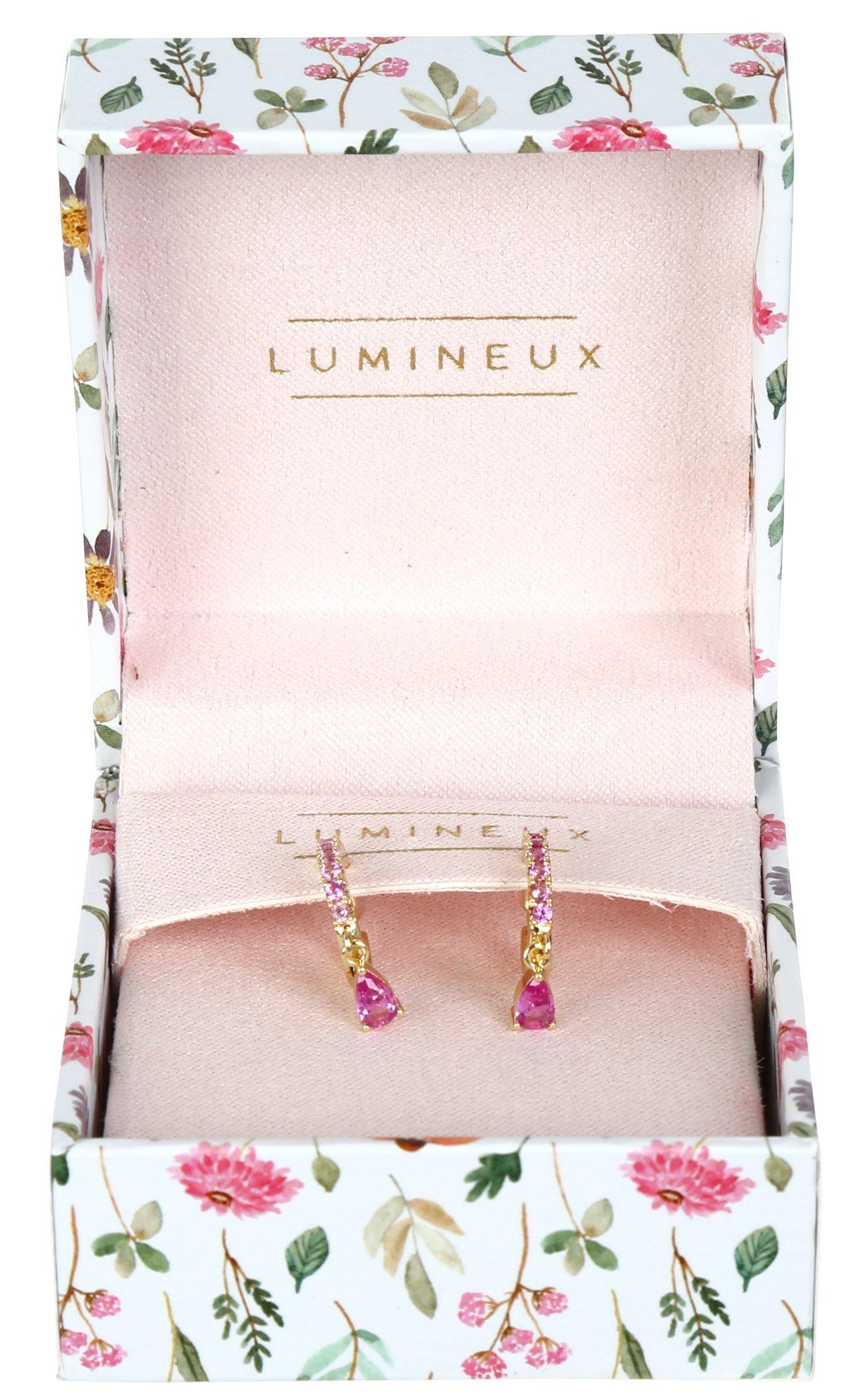 Pink Gemstone Hoop Earrings