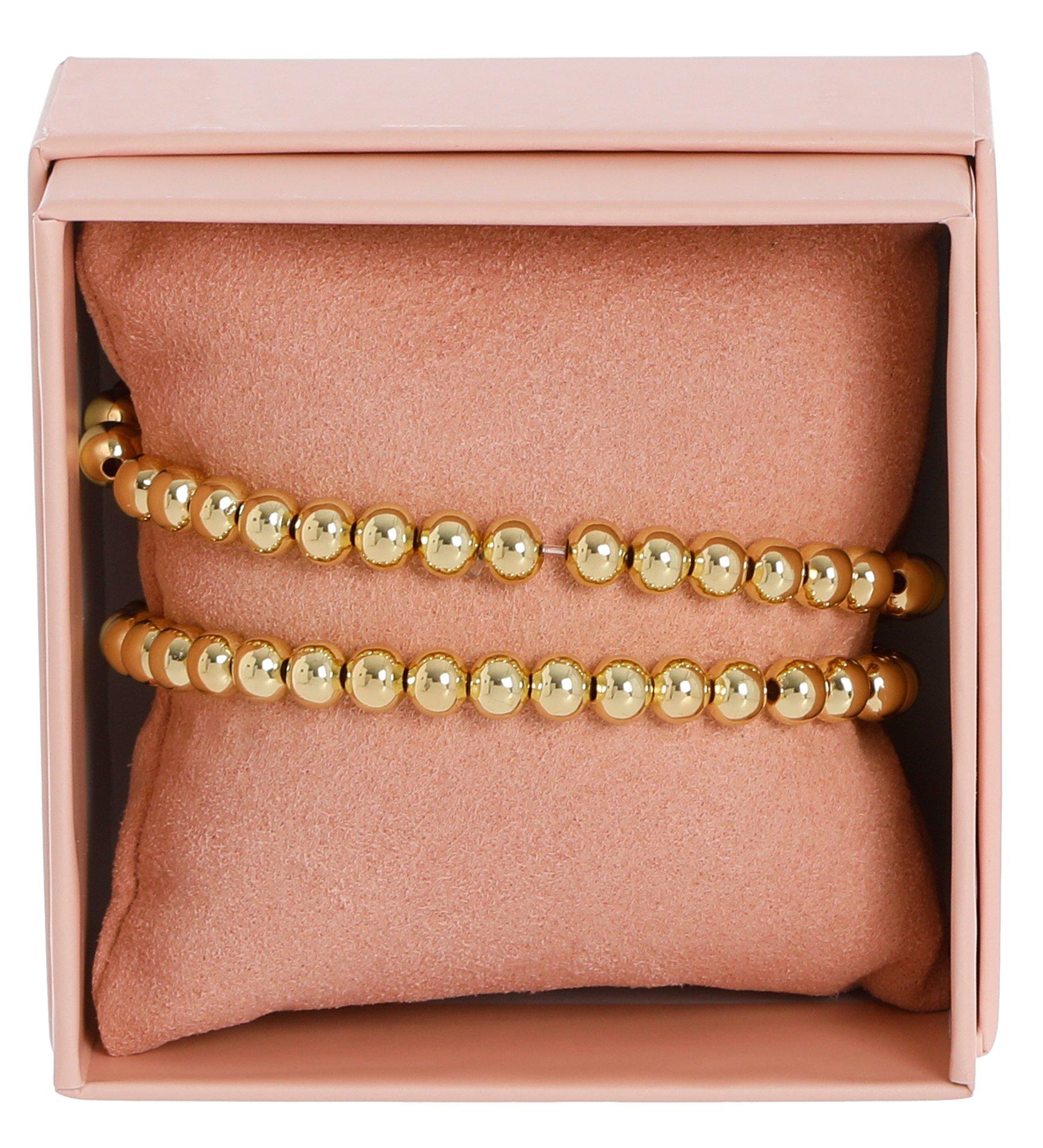 2 Pk Gold Bead Bracelets