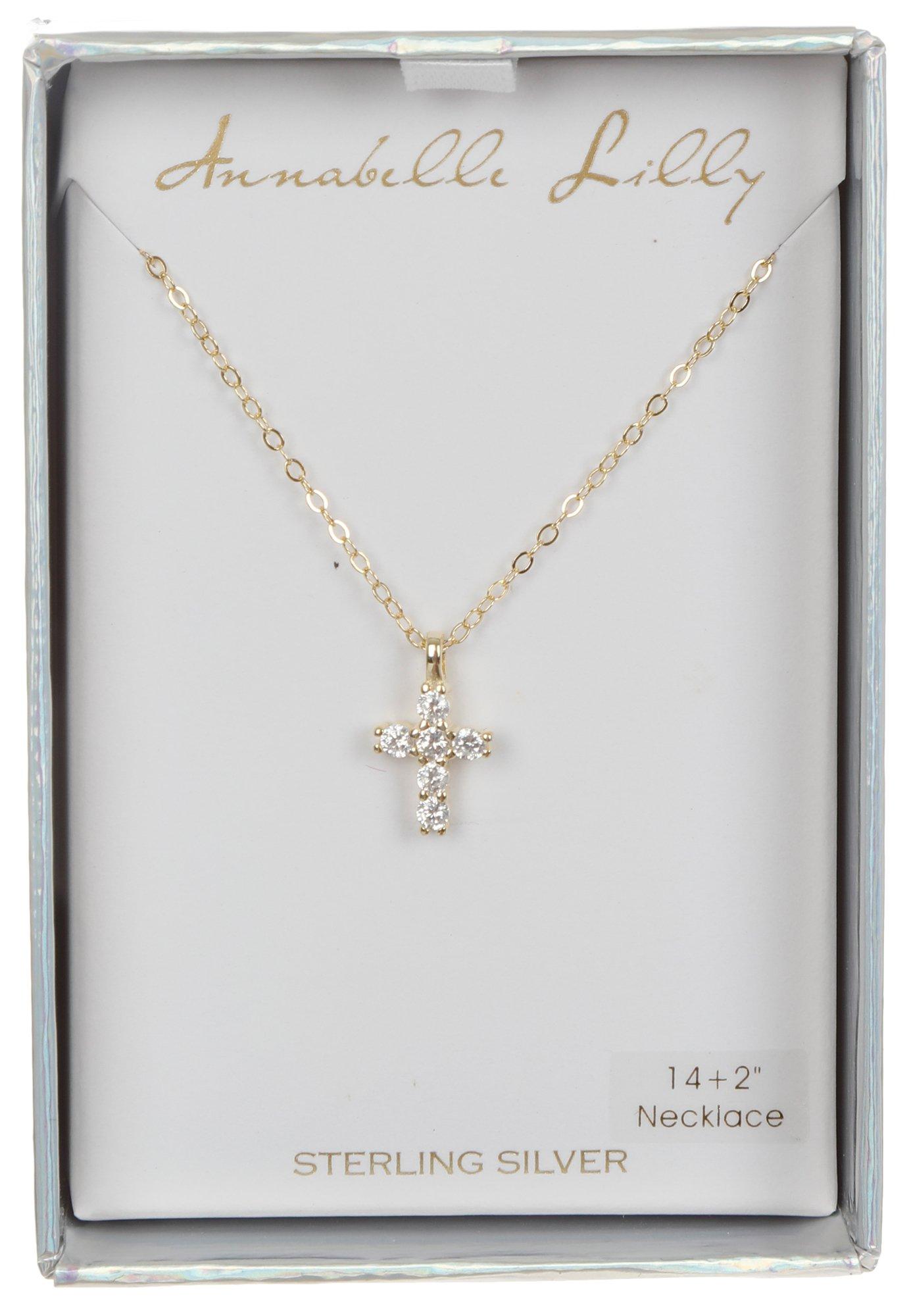 Sterling Silver Cross Necklace - Gold