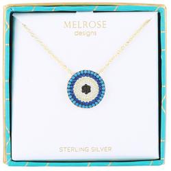 Sterling Silver Evil Eye Necklace - Gold/ Blue