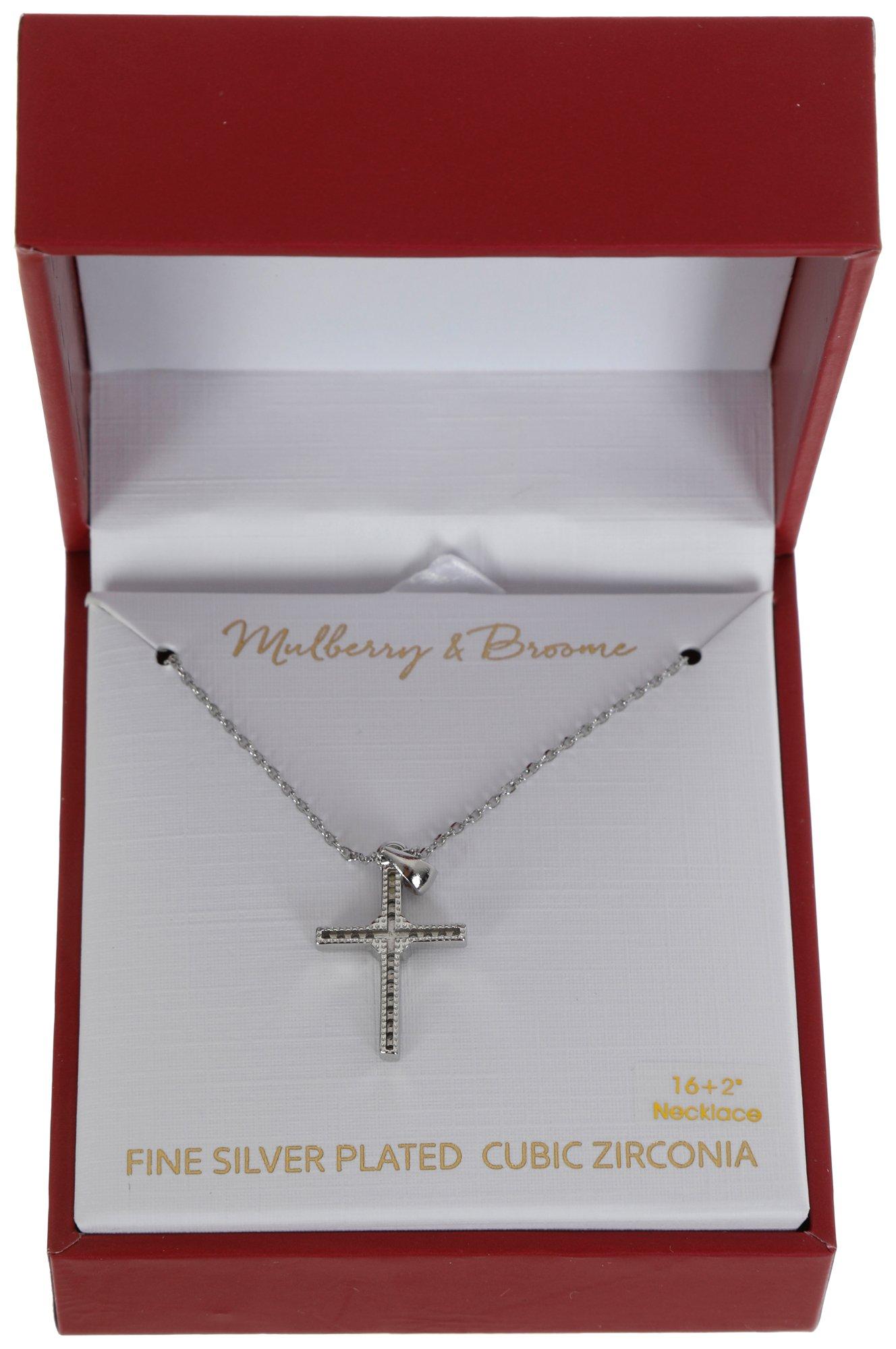 Fine Silver Plated Cross Necklace