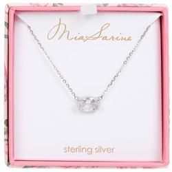 Sterling Silver Oval Pendant Necklace