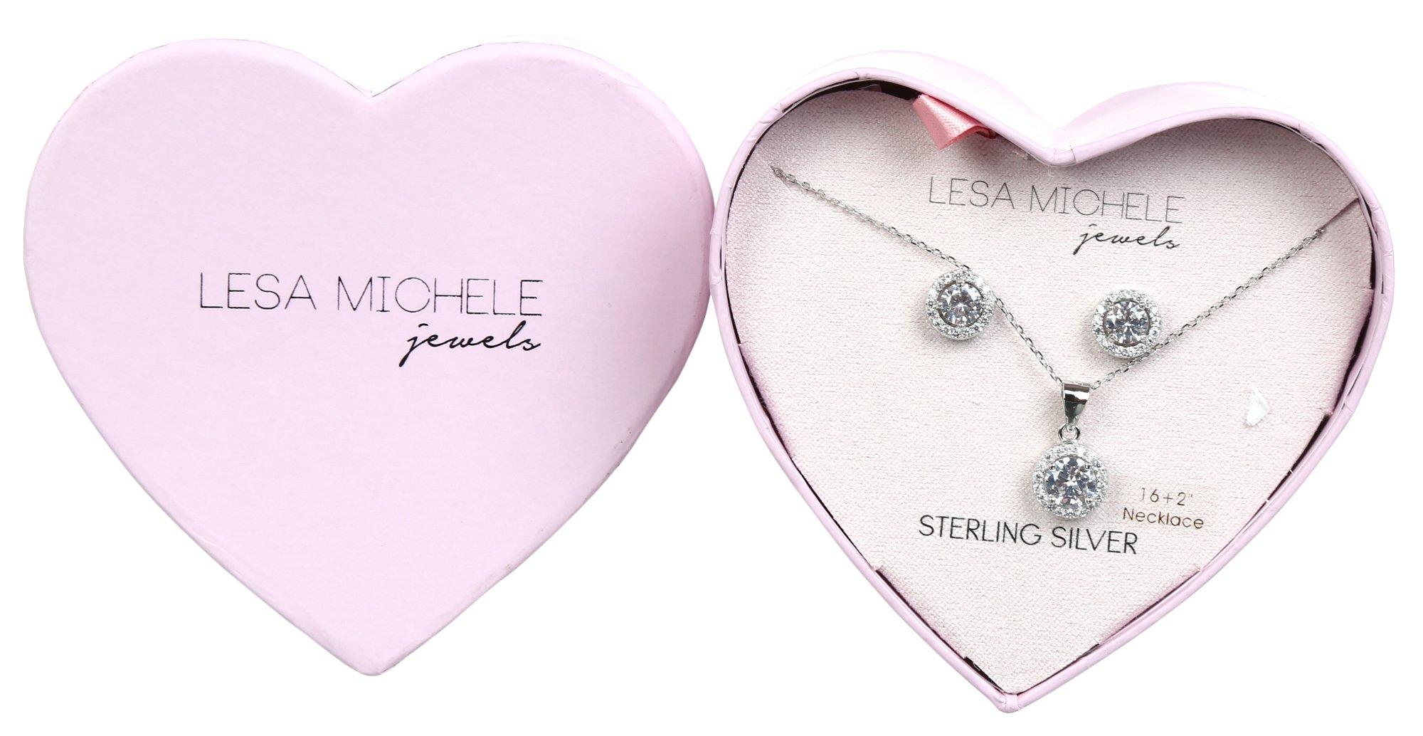 2 Pc Sterling Silver Earring & Necklace Set
