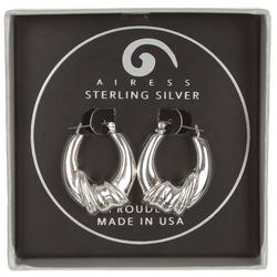Sterling Silver Sculpt Hoop Earrings