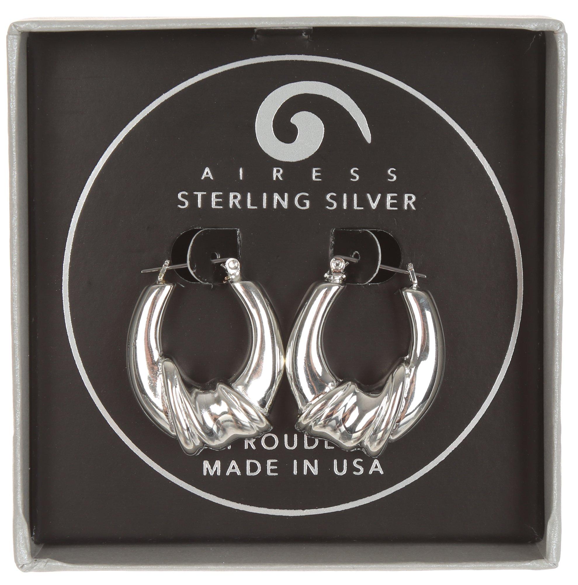 Sterling Silver Sculpt Hoop Earrings