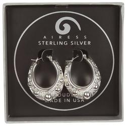 Sterling Silver Textured Whoop Earrings