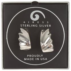 Sterling Silver Sculpt Half Hoop Earrings