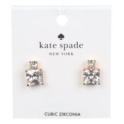 Double Square Stone Stud Earrings