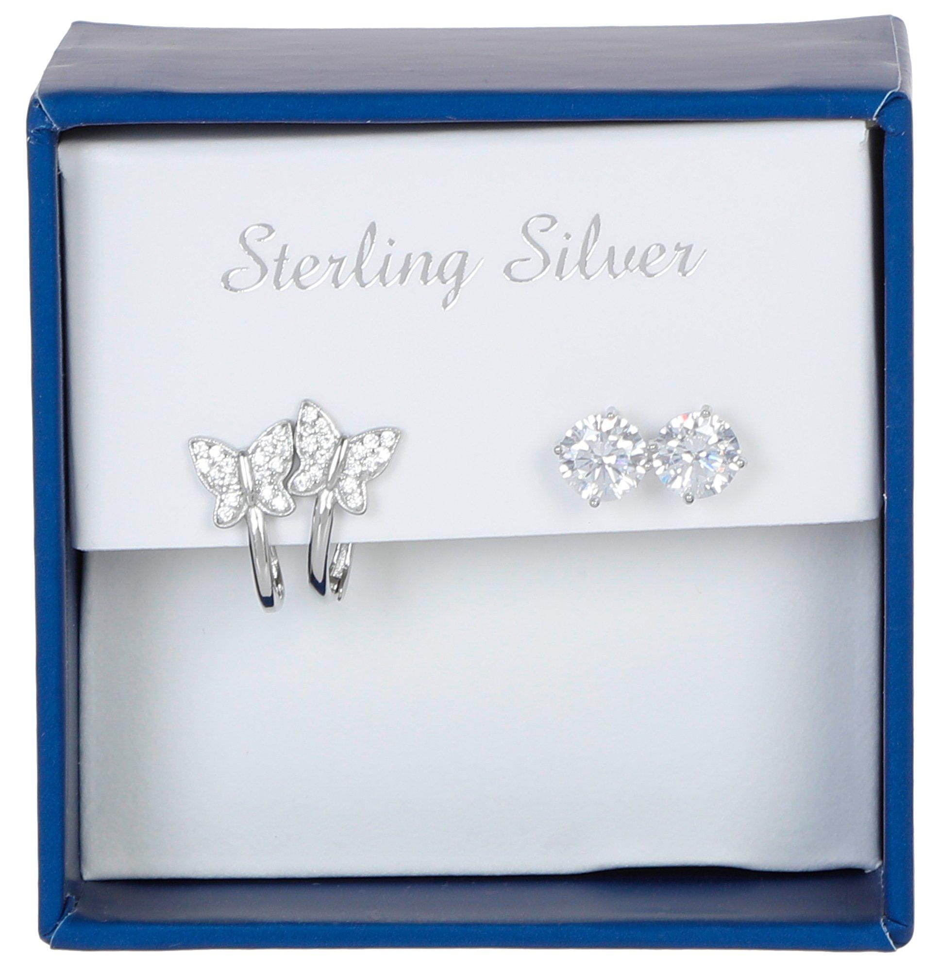 2 Pk Sterling Silver Earrings