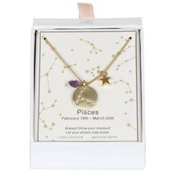 Pisces Astrology Pendant Necklace - Gold