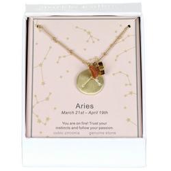 Aries Astrology Pendant Necklace - Gold