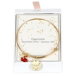 Capricorn Charm Bangle Bracelet - Gold