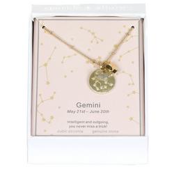 Gemini Astrology Pendant Necklace - Gold