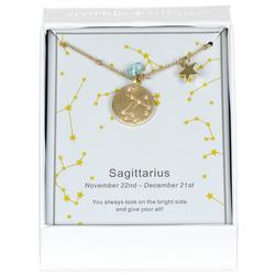 Sagittarius Astrology Pendant Necklace - Gold