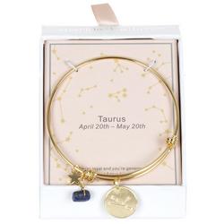 Taurus Charm Bangle Bracelet- Gold