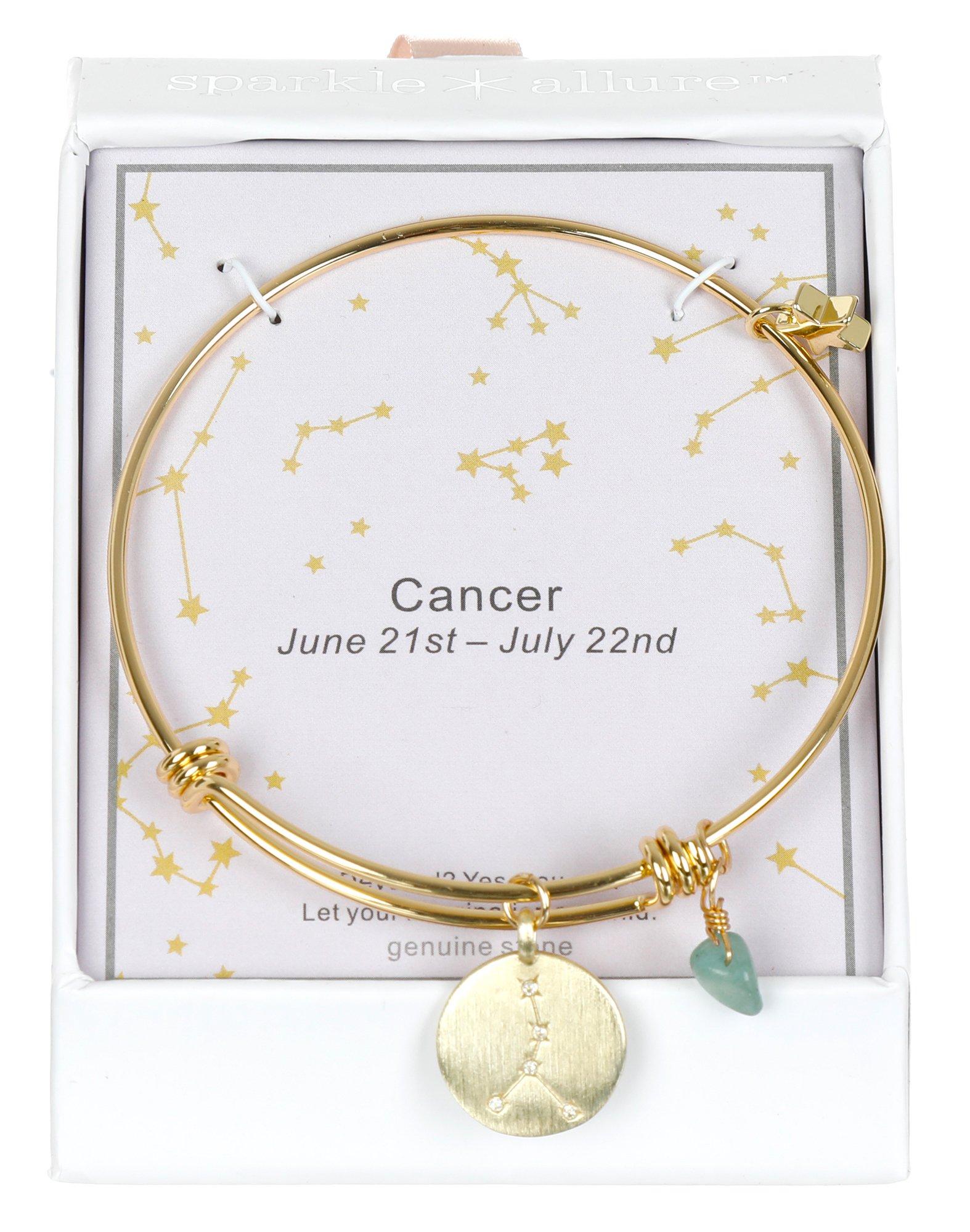 Cancer Charm Bangle Bracelet - Gold