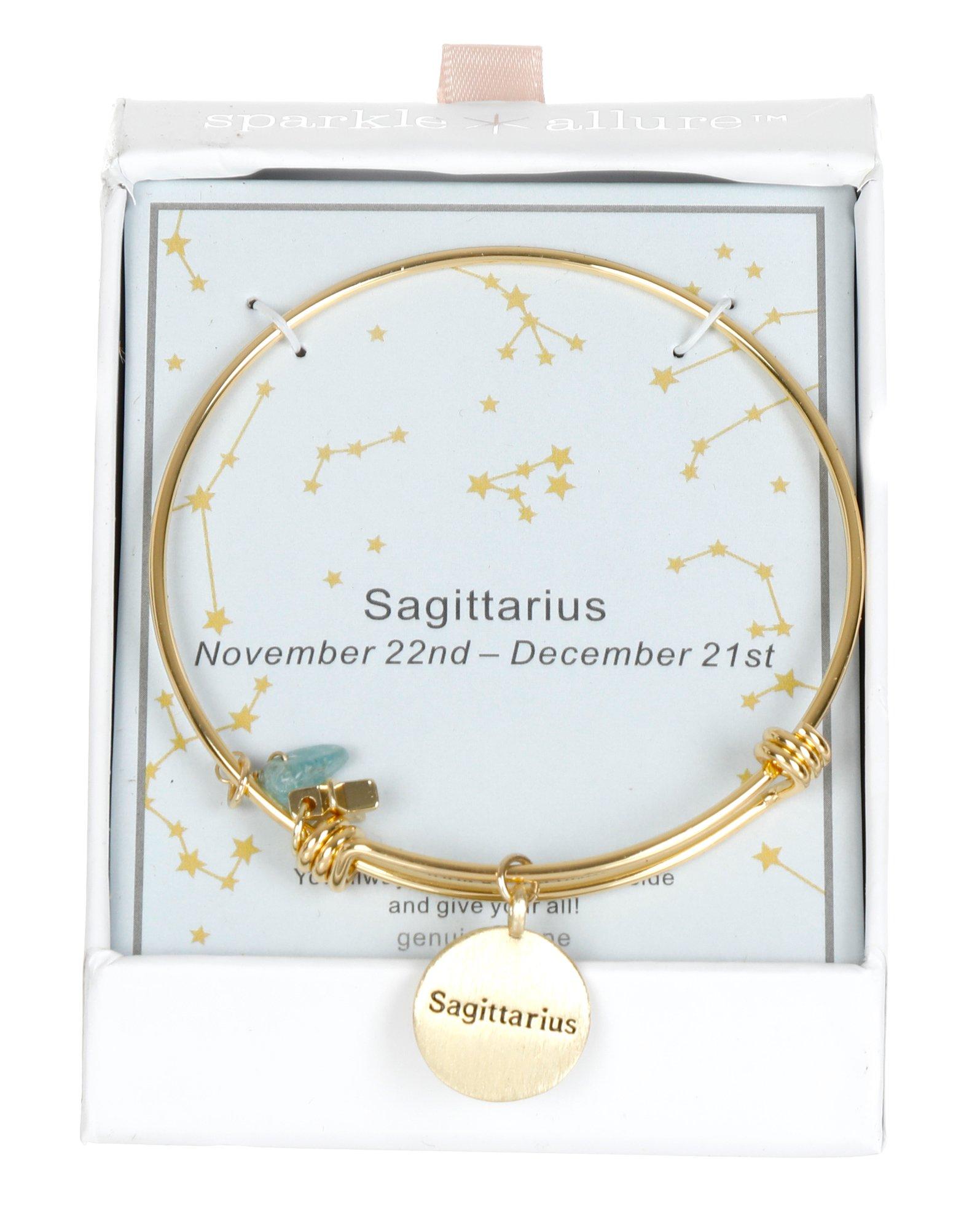 Sagittarius Charm Bangle Bracelet - Gold