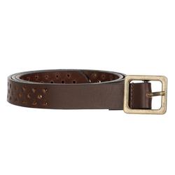 Women's Genuine Leather Perforated Belt - Brown