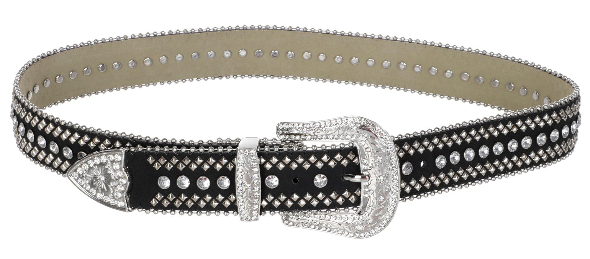 Faux Leather Studded Belt - Black