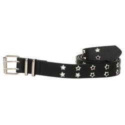 Double Star Studded Faux Leather Belt - Black