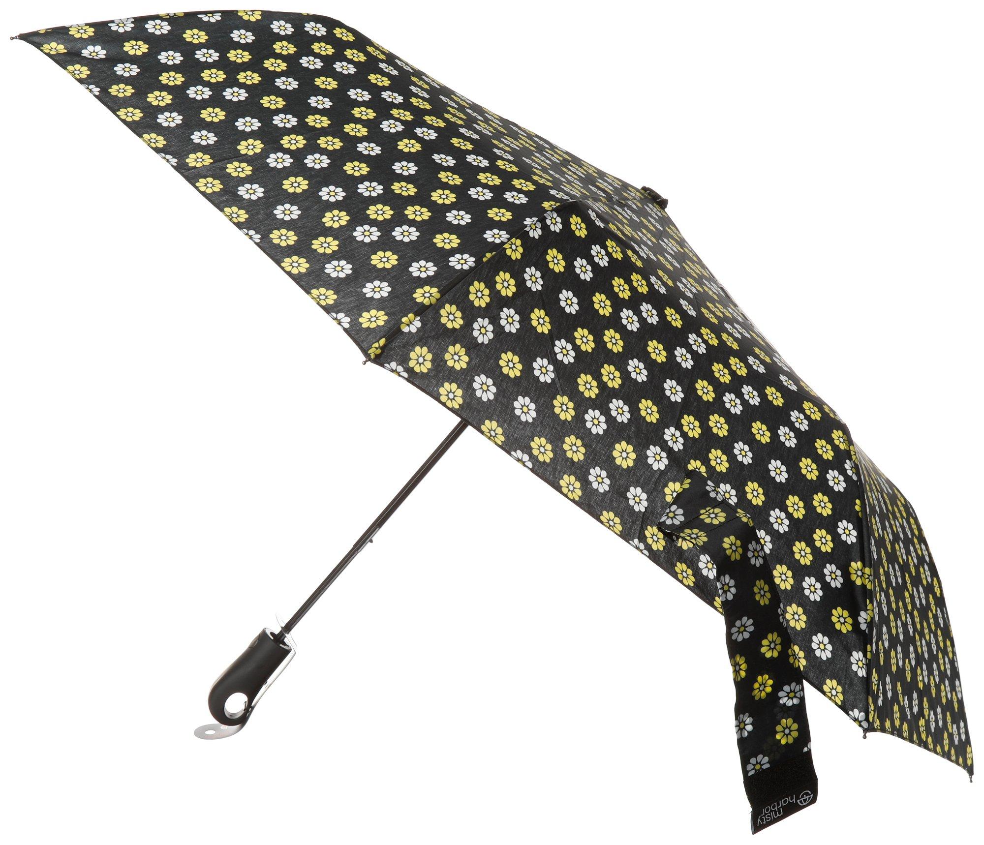 Flower Auto Open Umbrella - Black Multi