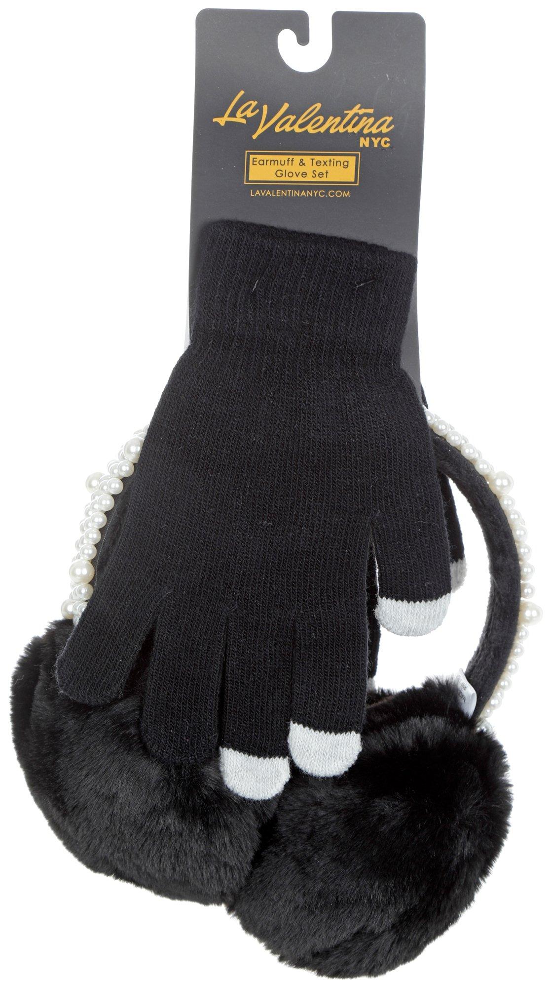 2 Pc Faux Fur Ear Muffs and Gloves Set