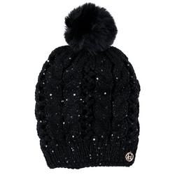 Solid Cable Knit Sequins Beanie