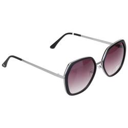 Women's Round Eye Tinted Metal Rim Sunglasses - Black
