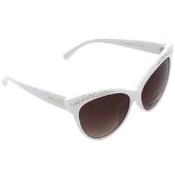 Stylish Sunglasses with Rhinestone Detail - White
