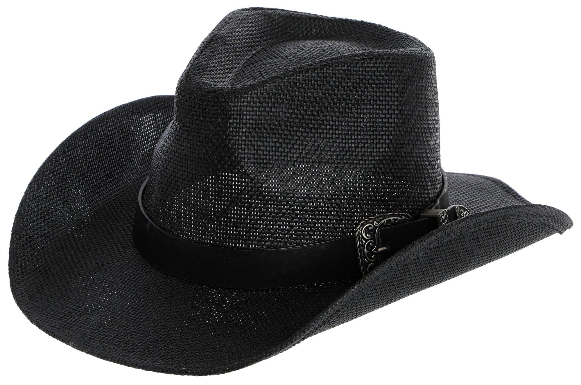 Women's Solid Leather Band Cowgirl Hat