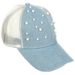 Women's Denim Pearl Hat