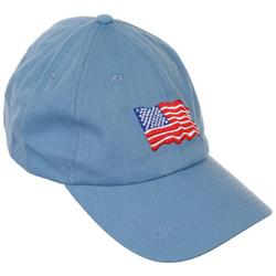 Women's  Solid Americana Embroidered Flag Cap - Blue