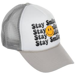 Stay Smiley Mesh Baseball Cap - Grey