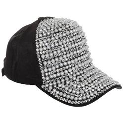 Women's Gemstone Bling Baseball Hat - Black