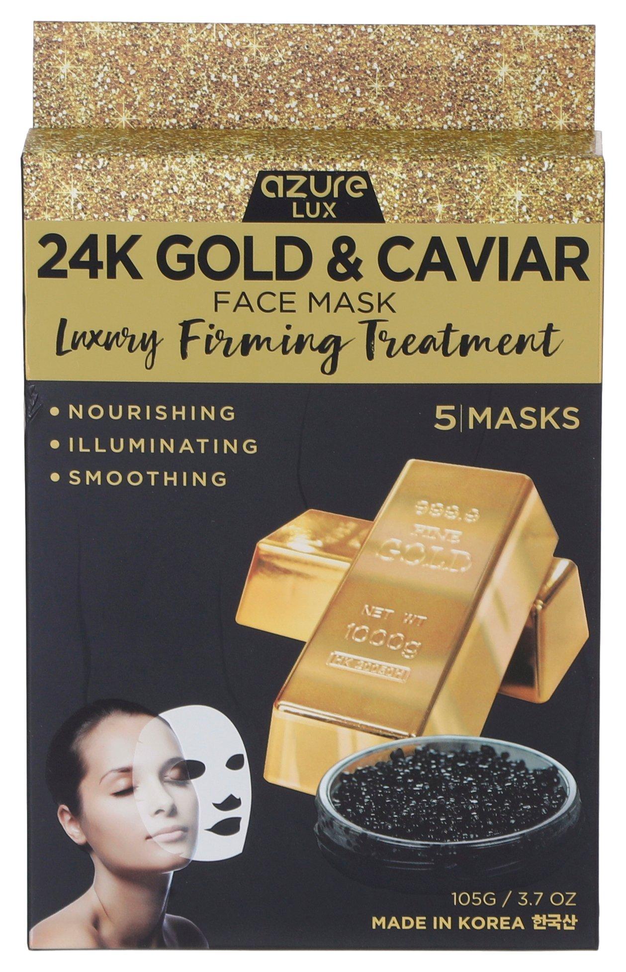 5 Pk 24K Gold & Caviar Face Masks