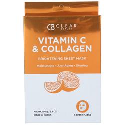 5 Pk Vitamin C & Collagen Sheet Masks