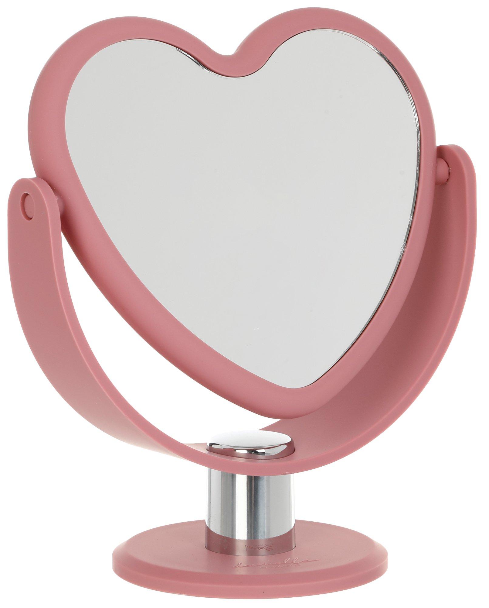 8.5 in Pink Heart Vanity Mirror
