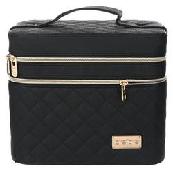 Quilted Faux Leather Cosmetic Train Case